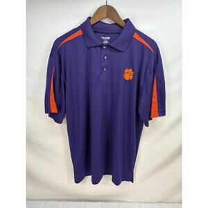 Clemson Tigers Polo Shirt Purple Orange Embroidered Pro Edge Mens Large